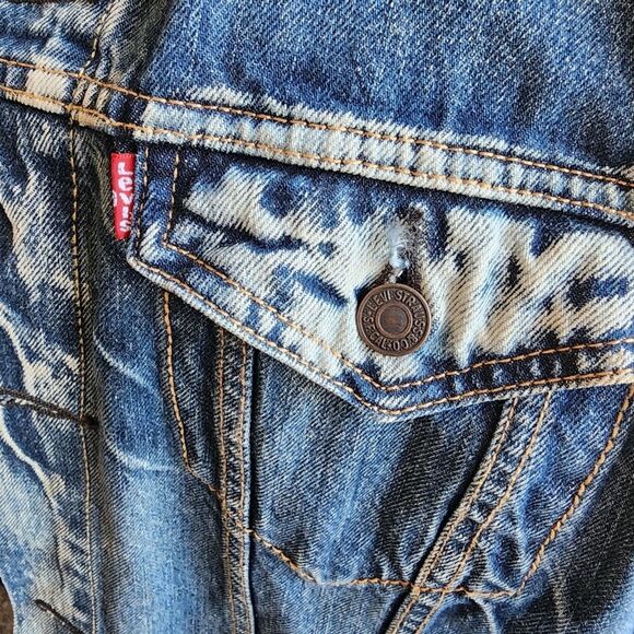 Levi's Denim Trucker Jacket Mens SZ XXL Acid Wash Punk Grunge Workwear Rocker - Picture 6 of 6